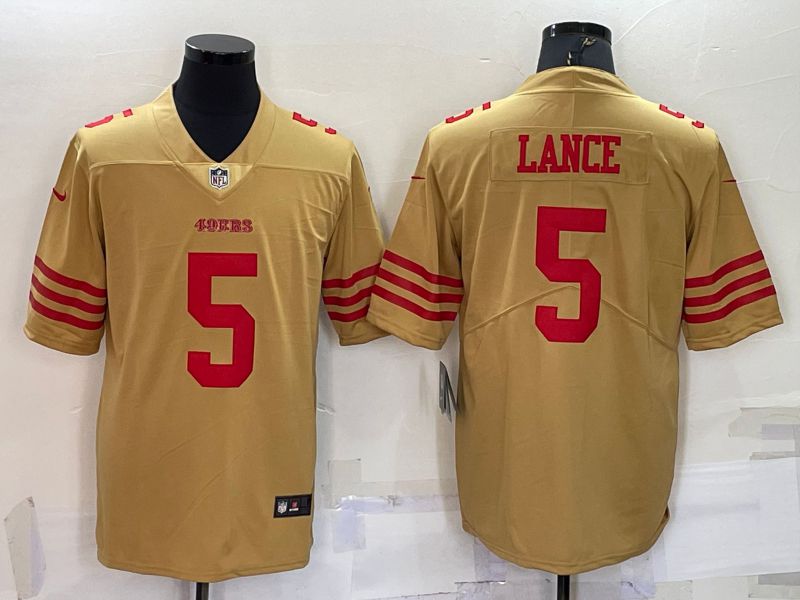 Men San Francisco 49ers #5 Lance Yellow New 2022 Nike Limited Vapor Untouchable NFL Jersey